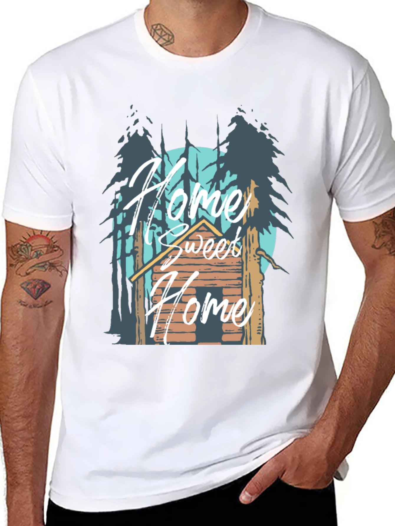 Black Home Sweet Home Cabin T-Shirt view 8