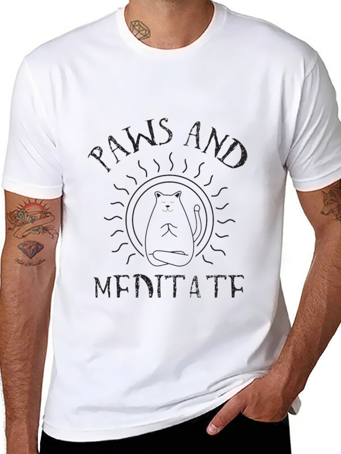 Paws and Meditate Black T-Shirt - 8