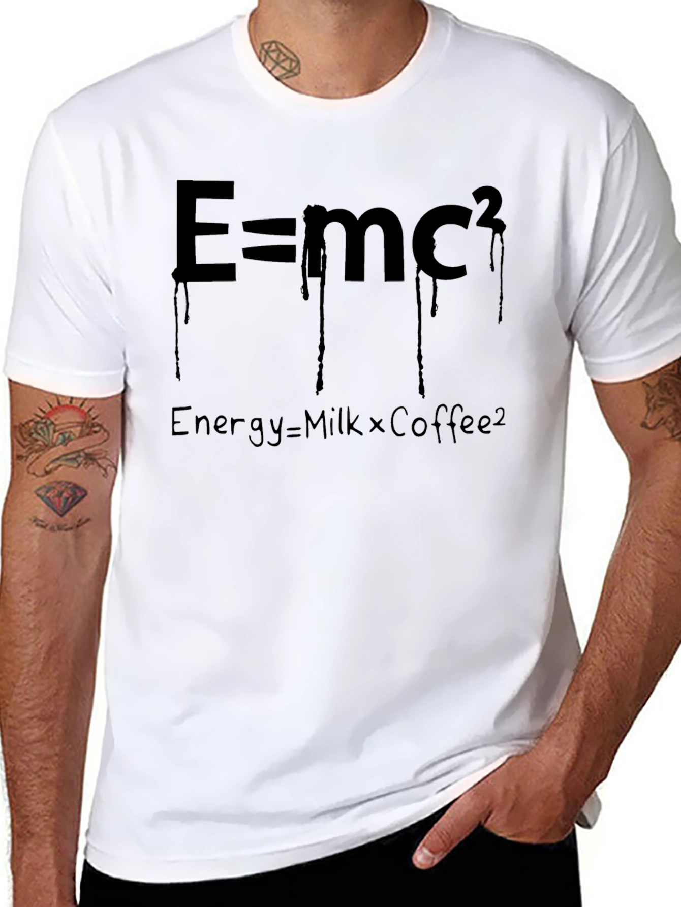 Black E=mc2 Graphic T-Shirt - Black, Humorous Physics Tee view 8