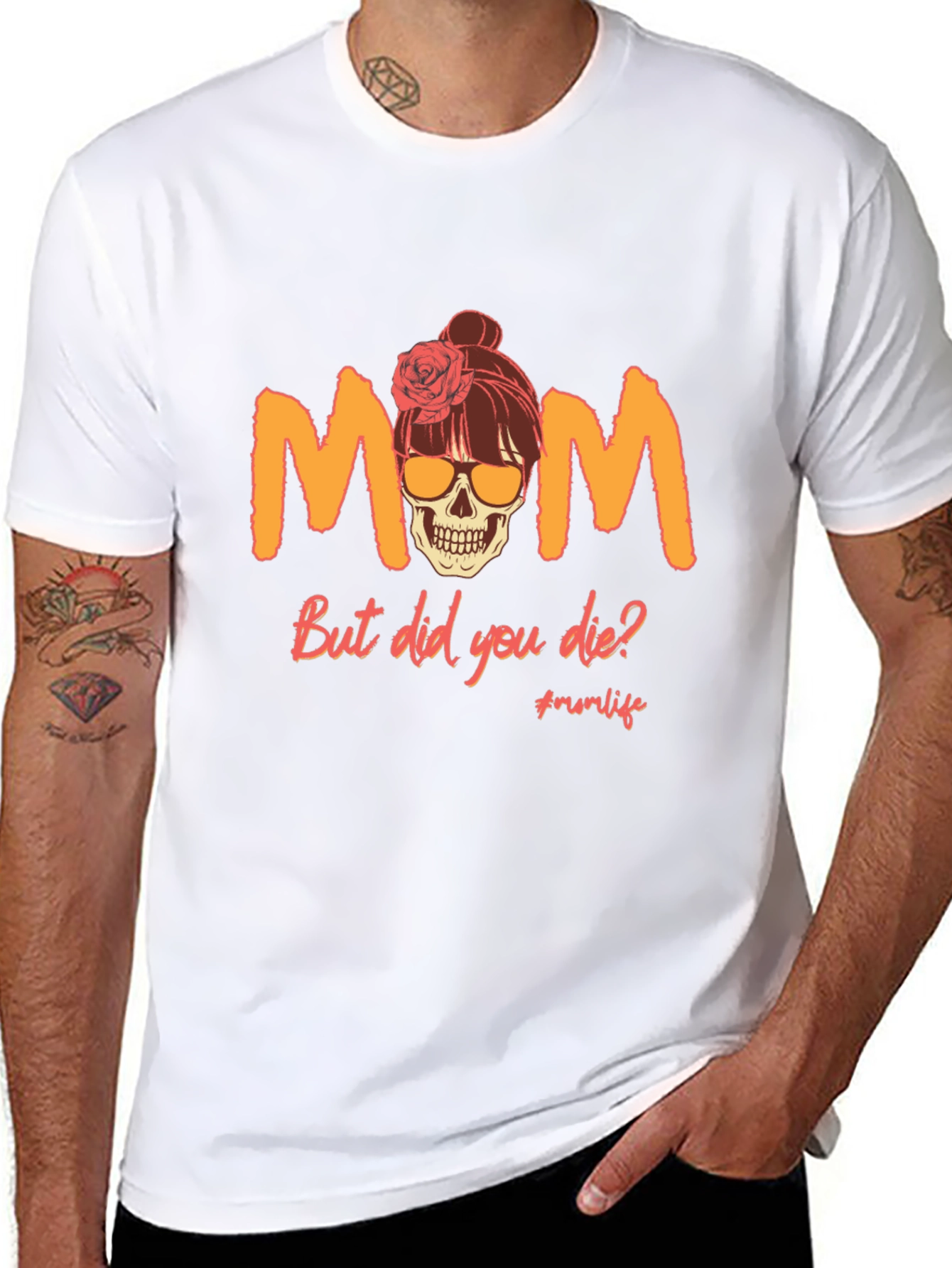 Black Funny Mom Skull Graphic T-Shirt view 8