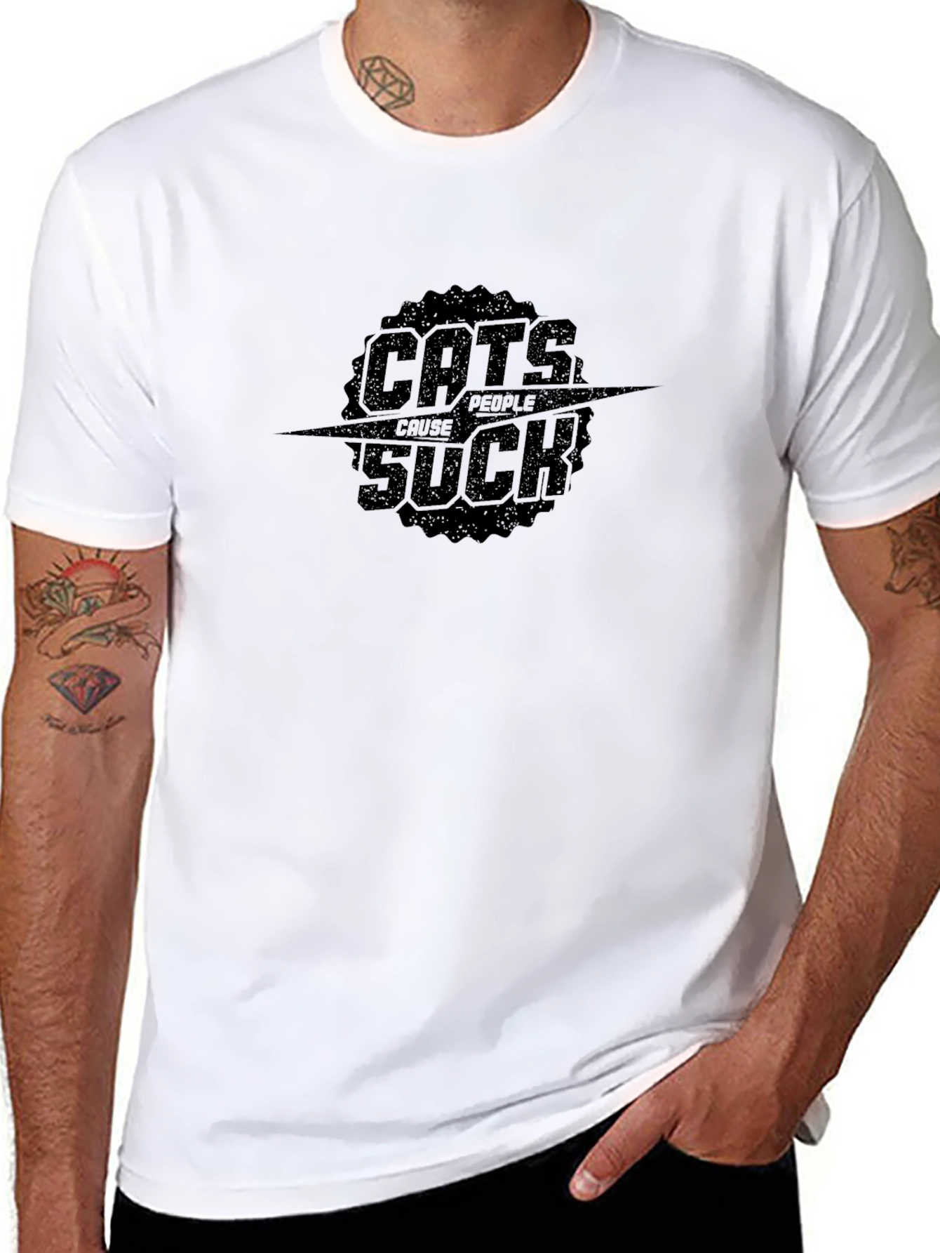 Black Cats Cause People Suck Graphic T-Shirt view 8