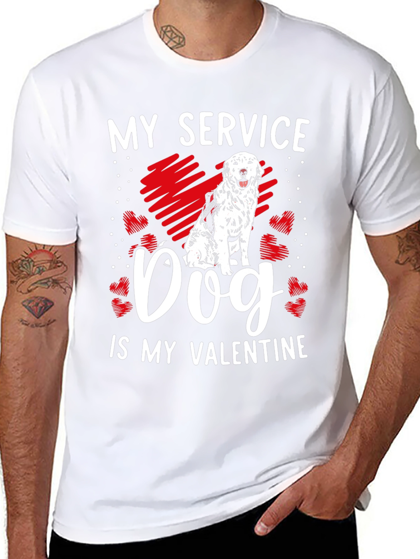 Black My Service Dog is My Valentine Graphic Tee view 8