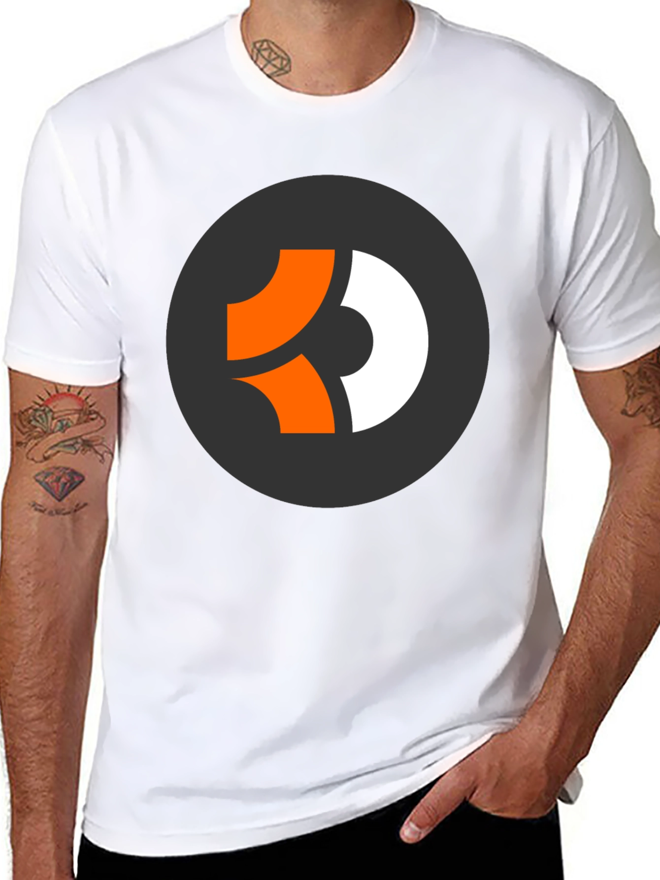 Modern Graphic Tee - Black with Abstract Circle Logo - 8