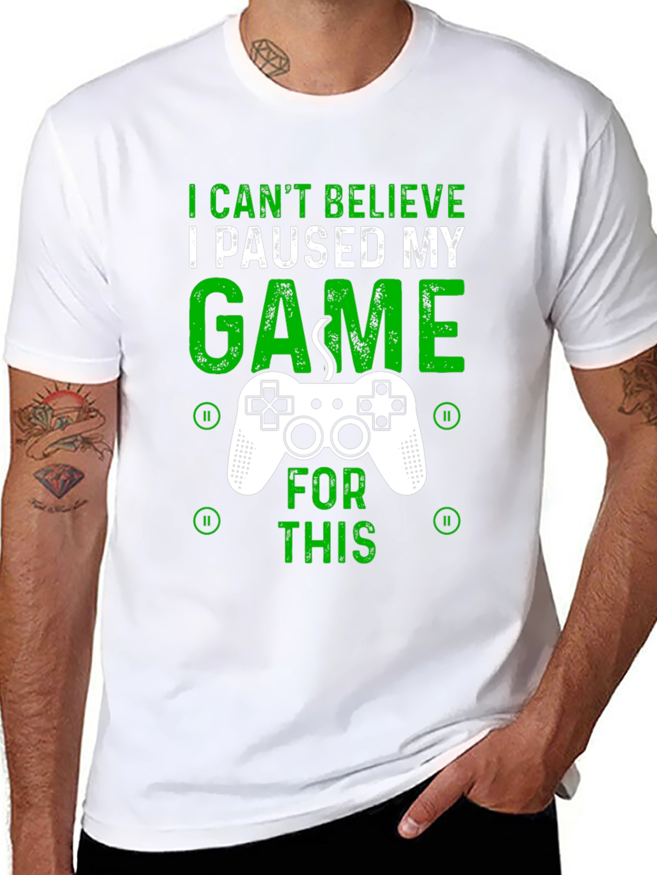 Black Gamer T-Shirt - I Paused My Game For This - Graphic Tee view 8