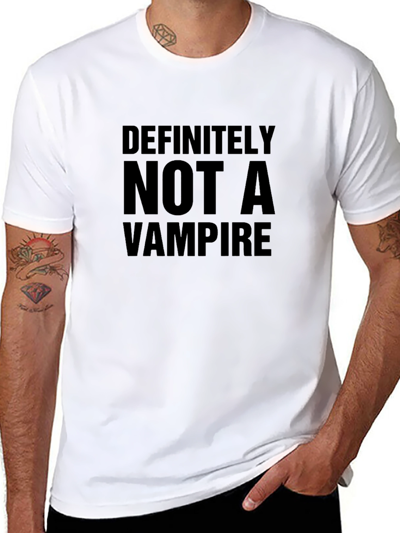Black Definitely Not A Vampire T-Shirt - Funny Novelty Tee view 8