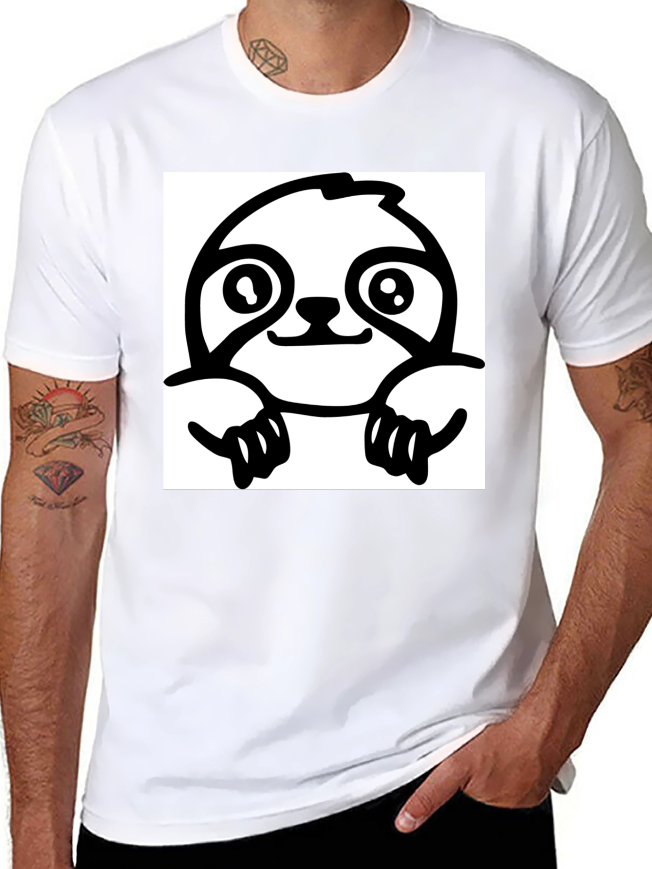 Black Sloth Graphic Tee - Black Cotton T-Shirt view 8