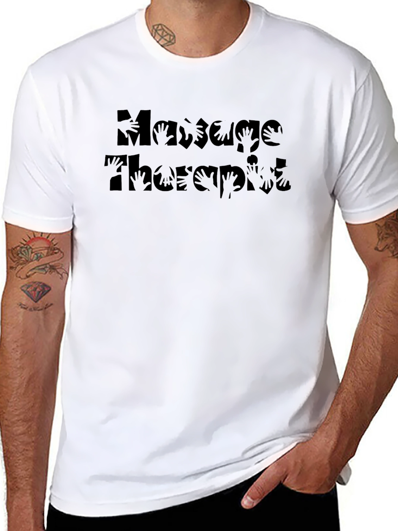 Black Massage Therapist Black Graphic Tee view 8