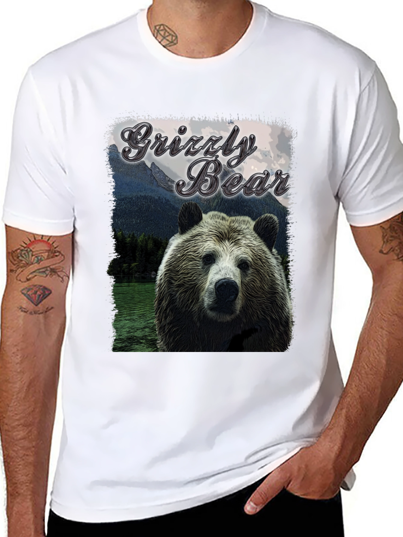 Black Grizzly Bear Graphic Tee - Wildlife T-Shirt view 8