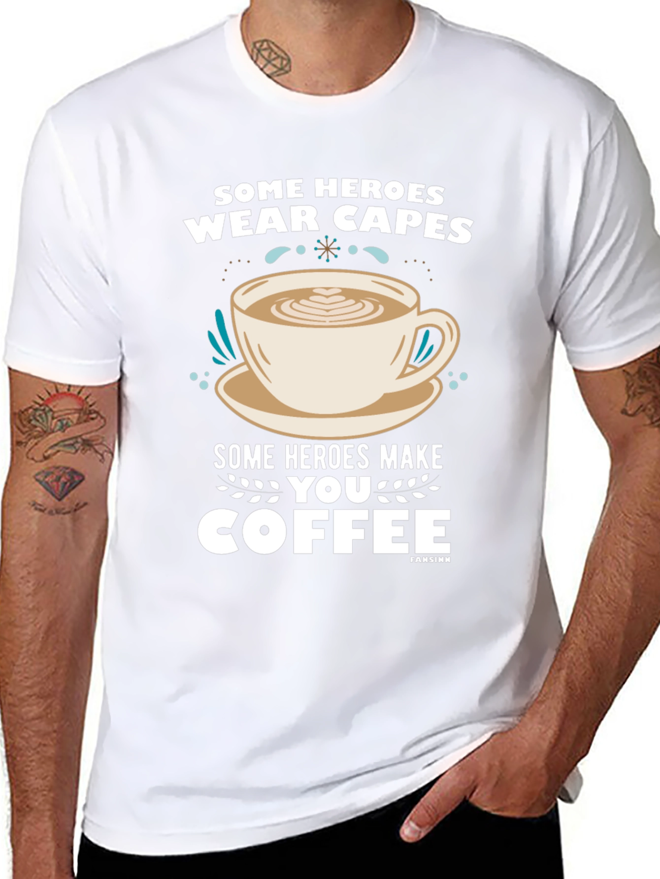 Black Some Heroes Coffee T-Shirt - Caffeine Hero Tee view 8
