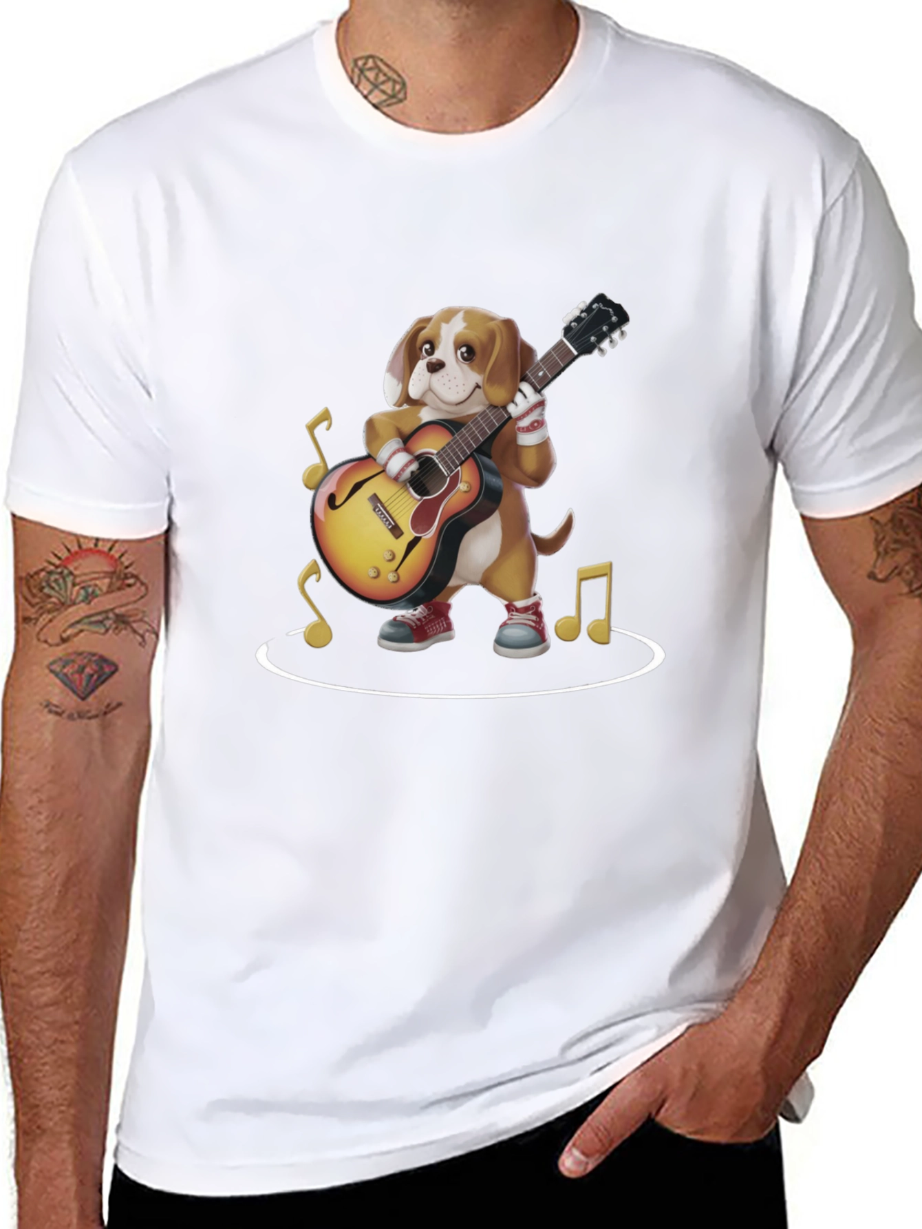 Dog Playing Guitar Graphic Tee - 8