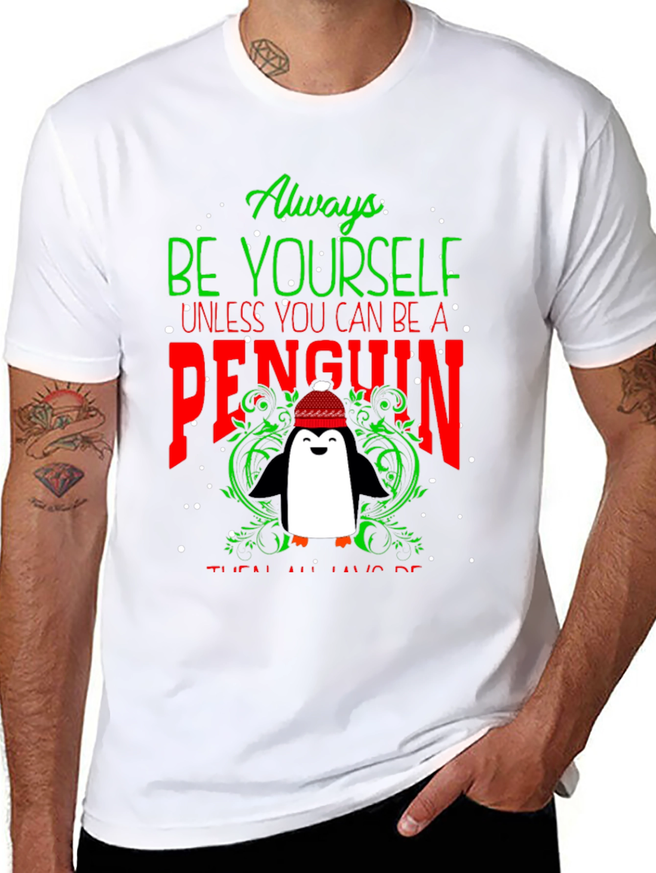 Black Always Be Yourself Unless Penguin T-Shirt view 8