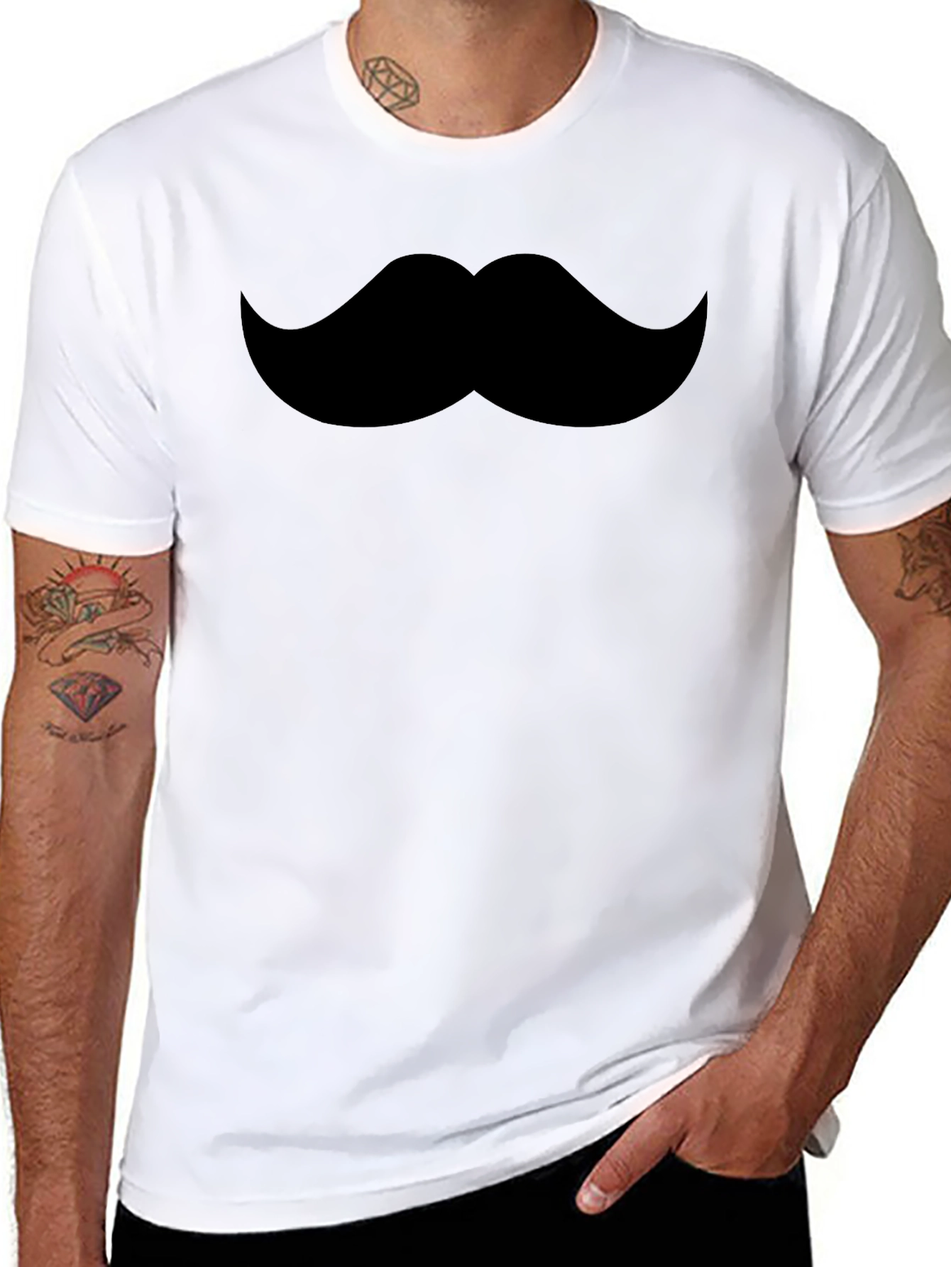 Black Mustache Graphic Tee - Black Crew Neck T-Shirt view 8