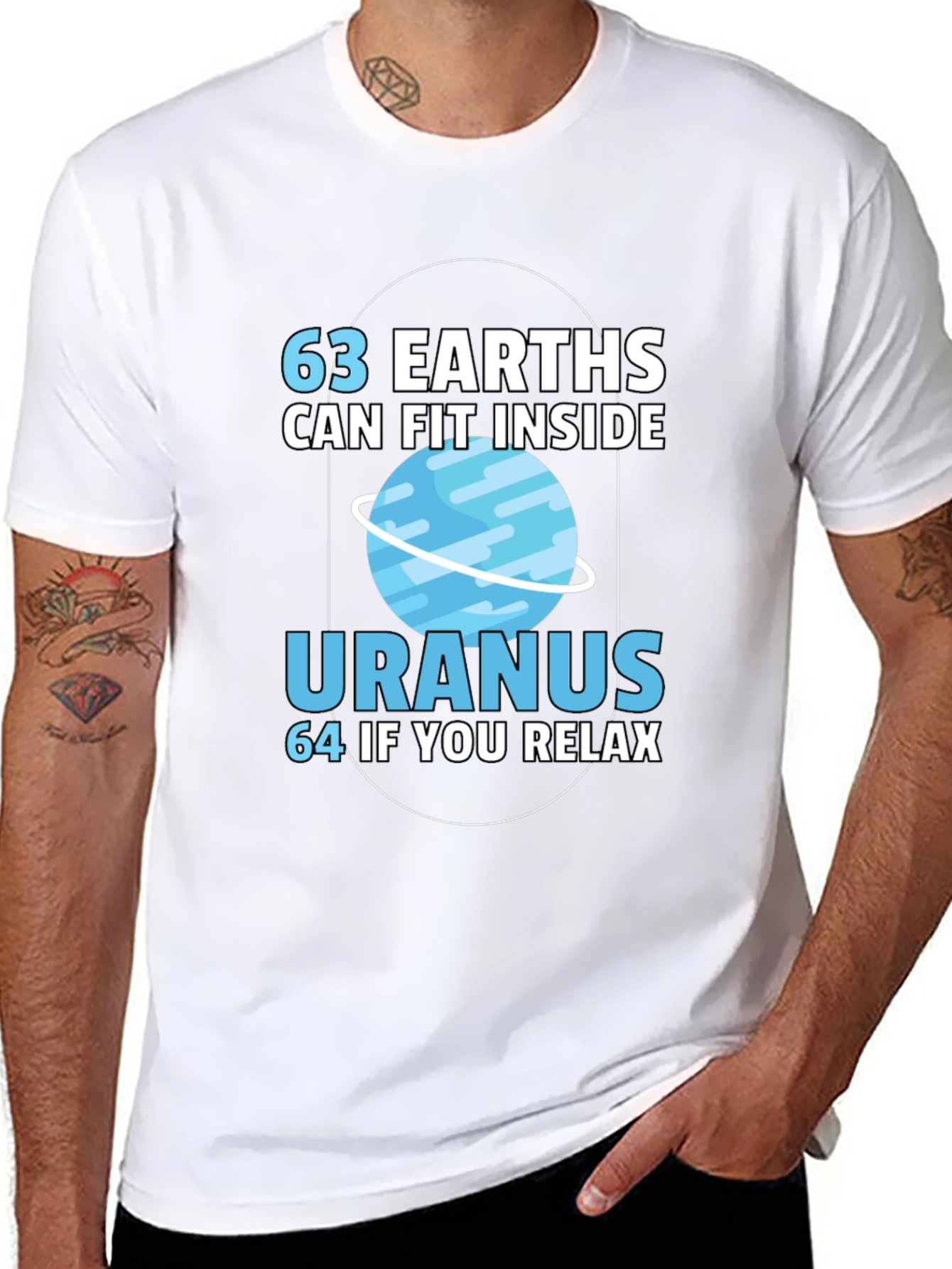 Black 63 Earths in Uranus Funny Graphic T-Shirt view 8