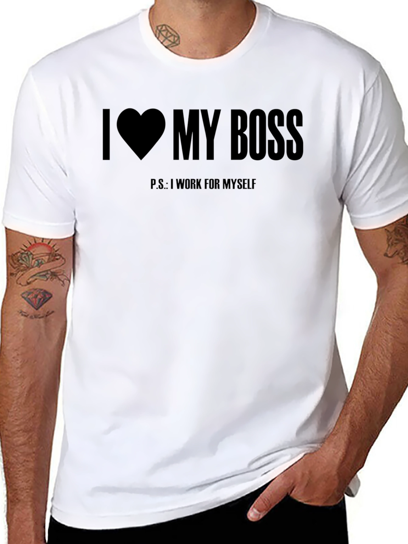 Black I Heart My Boss Funny T-Shirt view 8