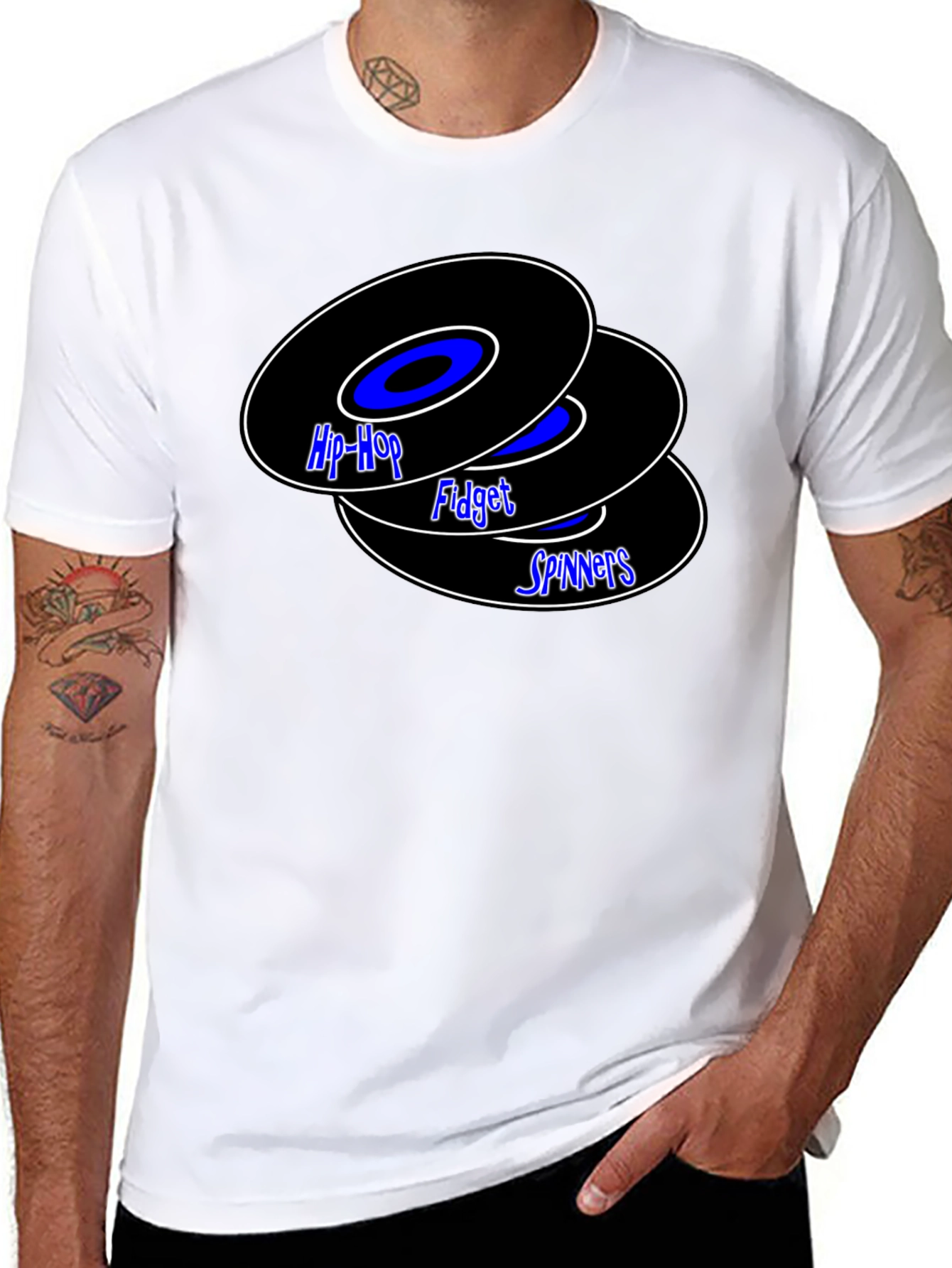 Black Hip-Hop Fidget Spinners Black T-Shirt view 8