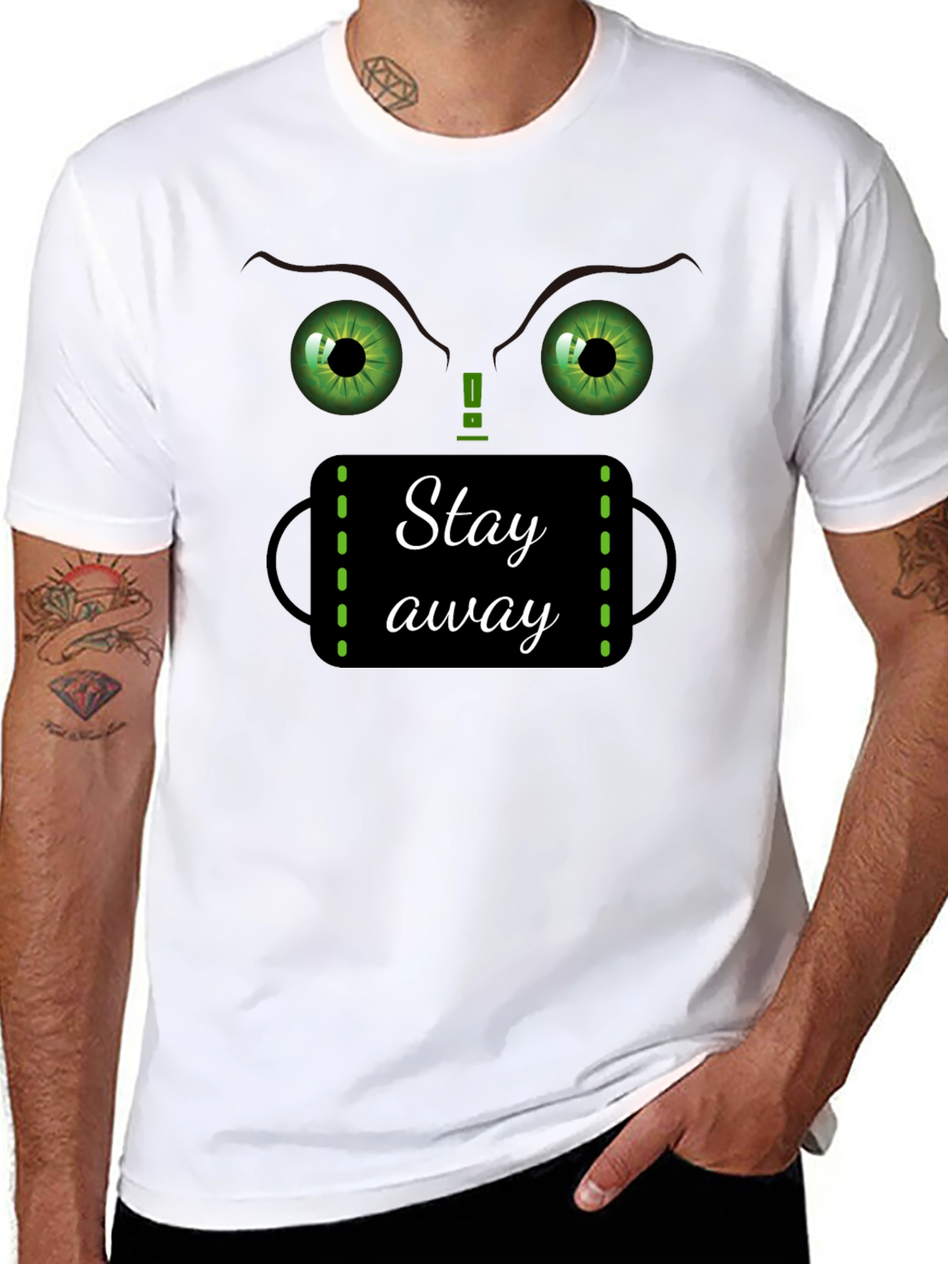 Black Stay Away Graphic T-Shirt - Funny Novelty Tee view 8