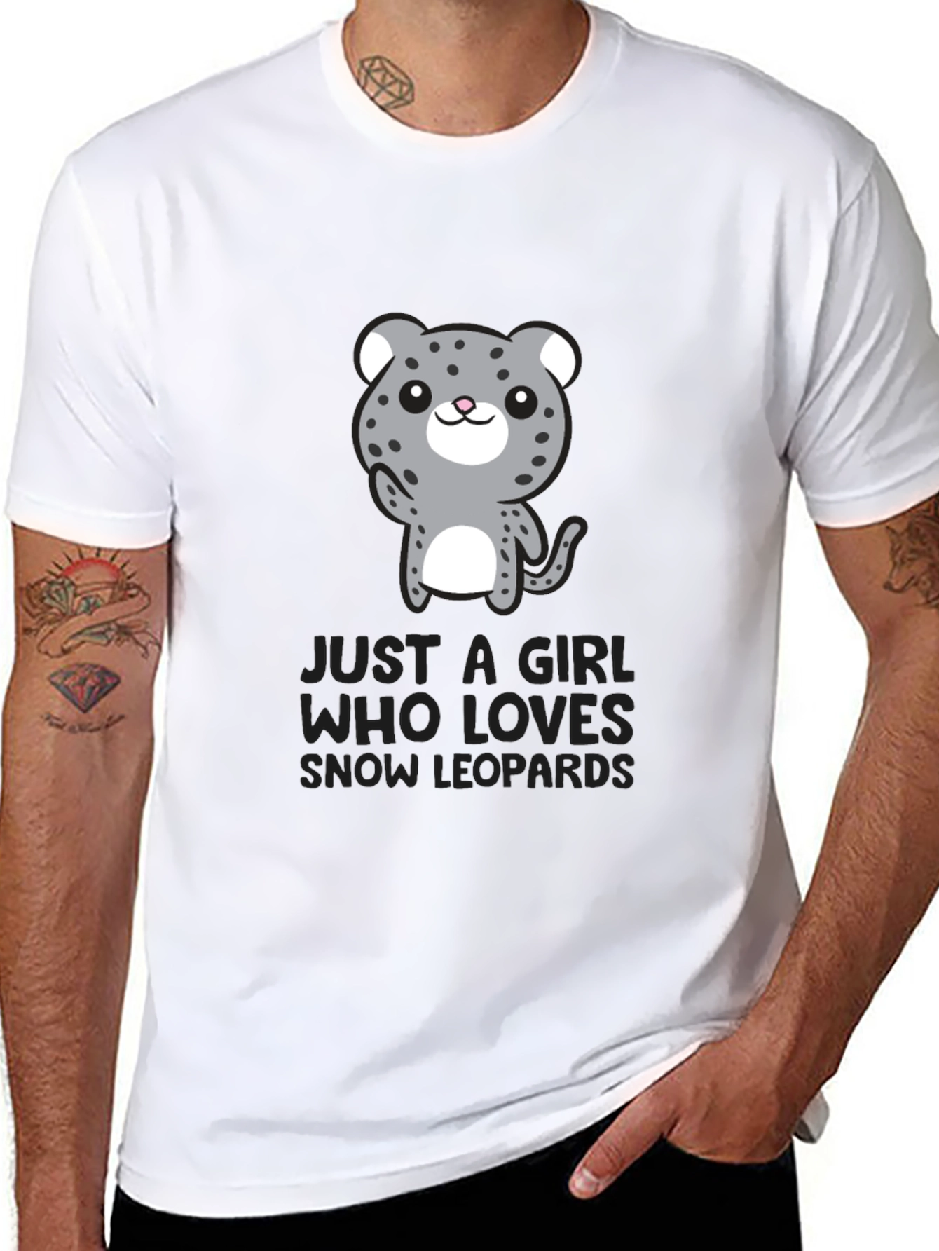 Black Girl Who Loves Snow Leopards Black T-Shirt view 8