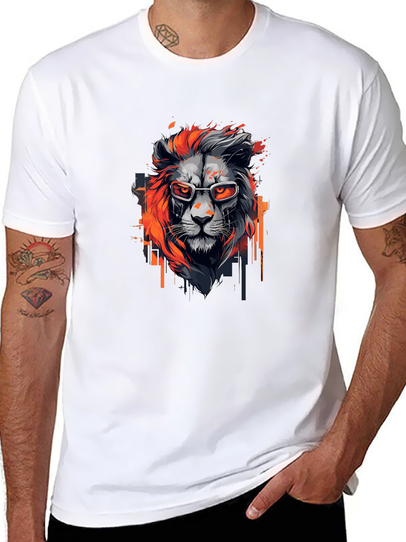 Black Cool Lion Graphic Tee - Black view 8