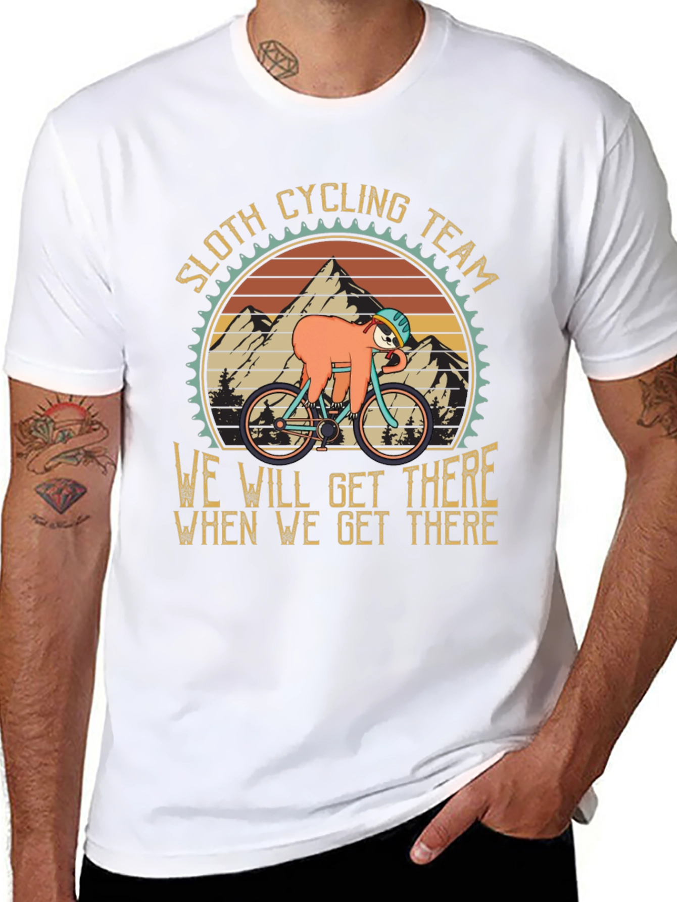 Black Sloth Cycling Team T-Shirt - We Will Get There Design view 8
