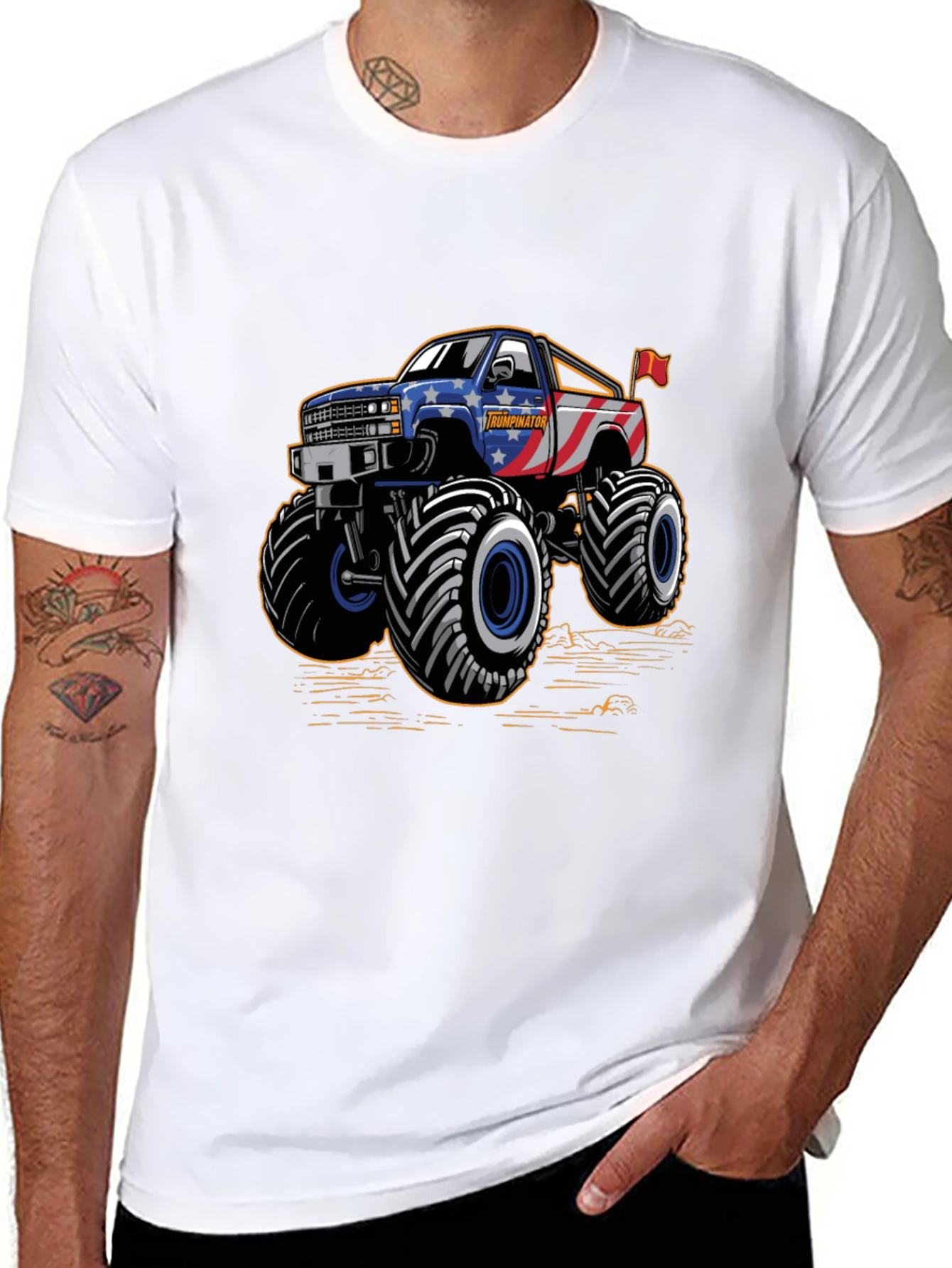 Black Monster Truck Tee - Patriotic USA Design view 8