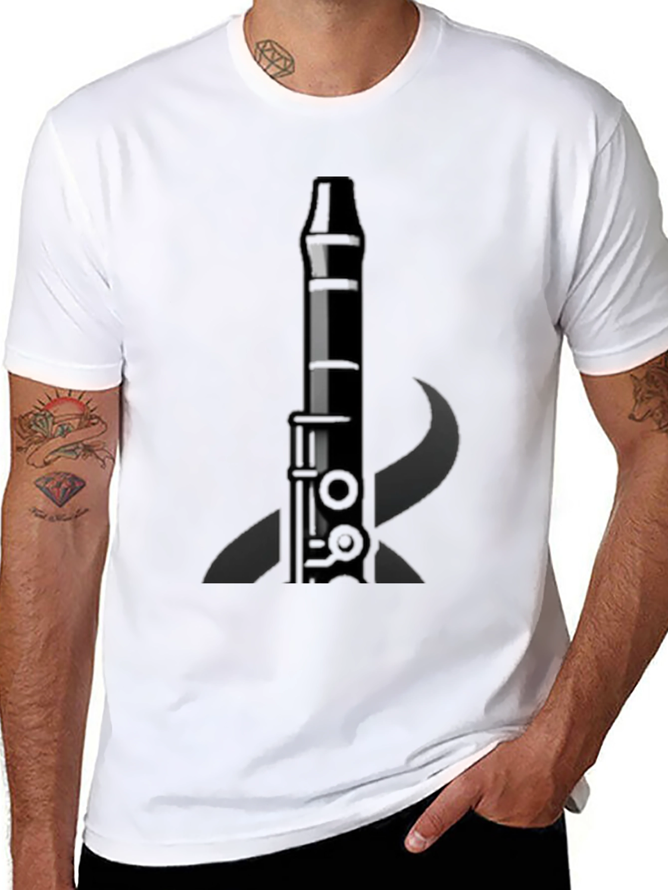 Black Clarinet Graphic Tee - Music Lover's T-Shirt view 8
