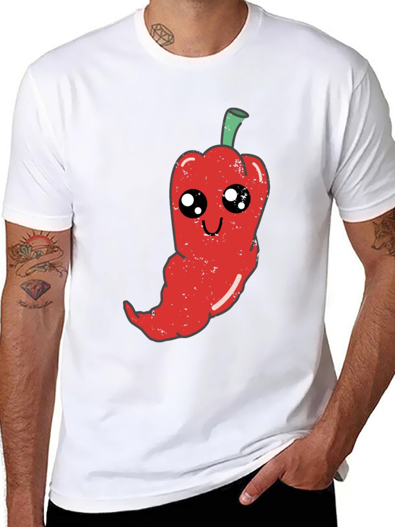 Black Kawaii Pepper Graphic Tee - Soft Black Cotton T-Shirt view 8