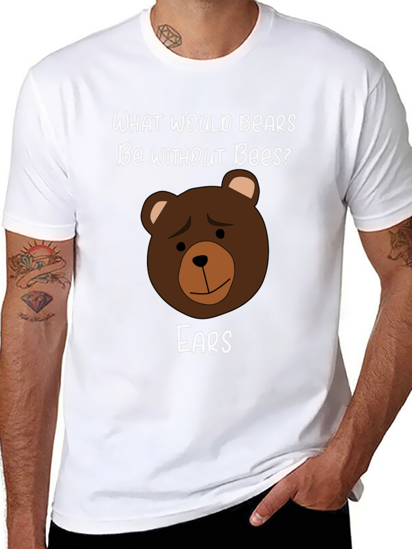 Black Funny Bear Puns T-Shirt - What Would Bears Be Without Bees? view 8