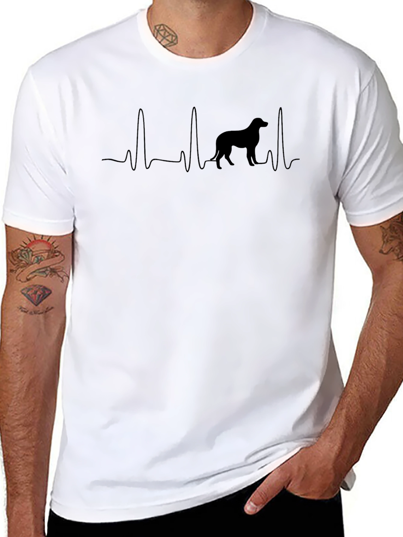 Black Dog Lover Heartbeat T-Shirt - Black view 8