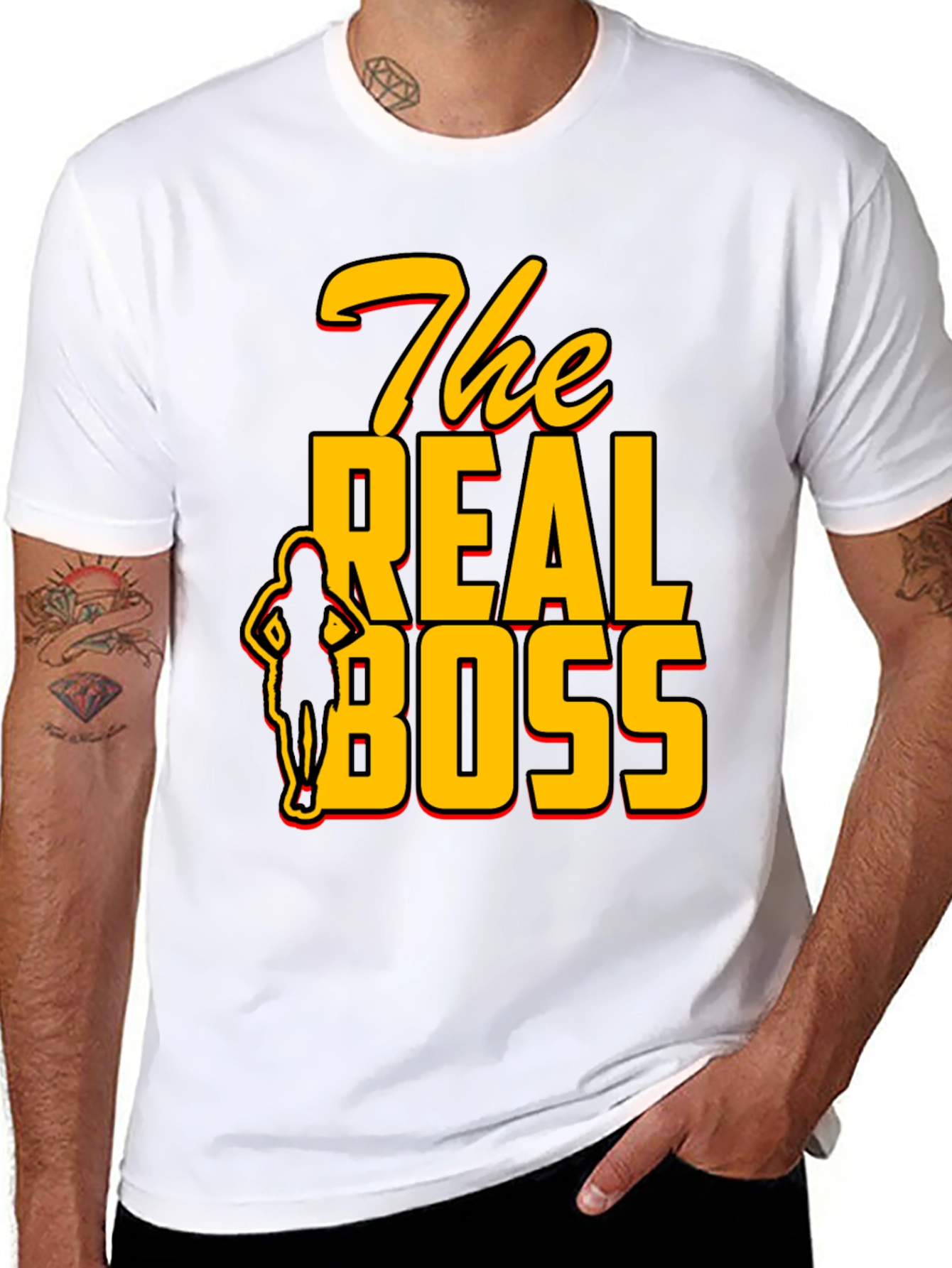 Black The Real Boss Graphic T-Shirt view 8