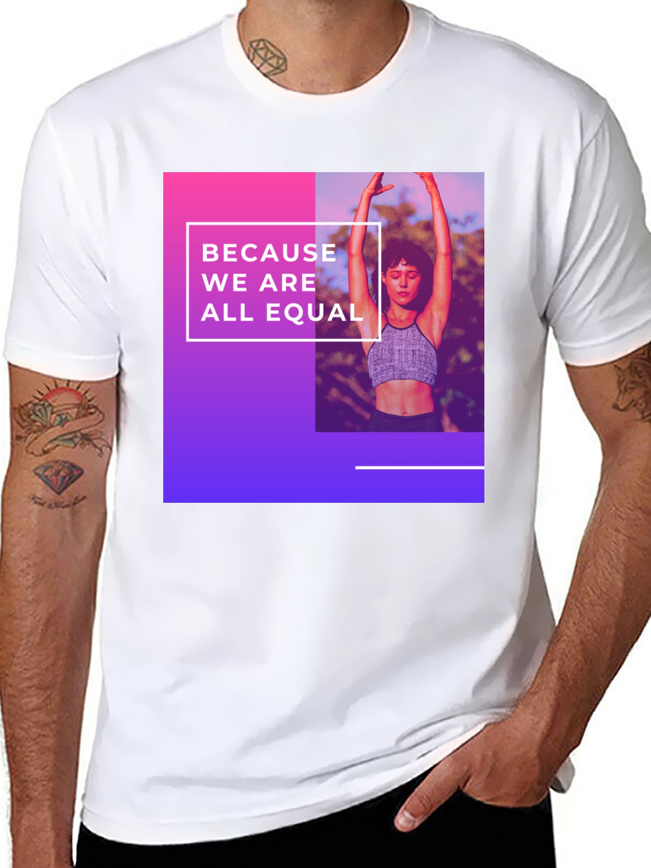 Black Equality T-Shirt: Because We Are All Equal view 8