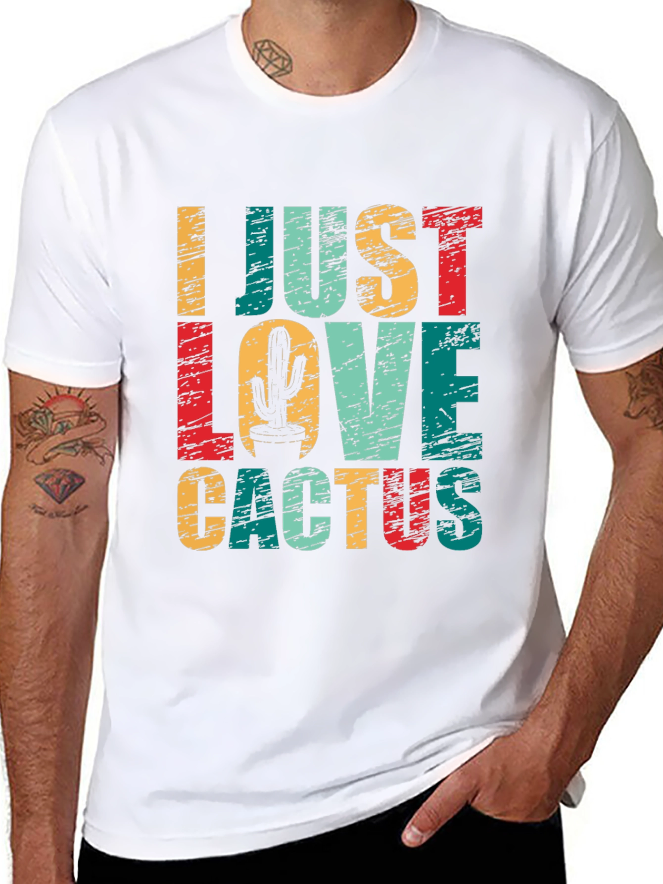 Black I Just Love Cactus Graphic T-Shirt - Unisex Cotton Tee view 8
