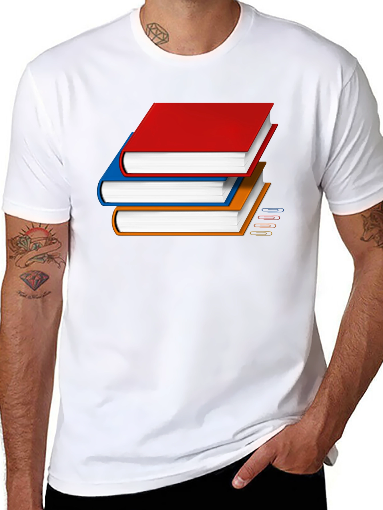 Black Book Stack Graphic T-Shirt - Novelty Reader Tee view 8