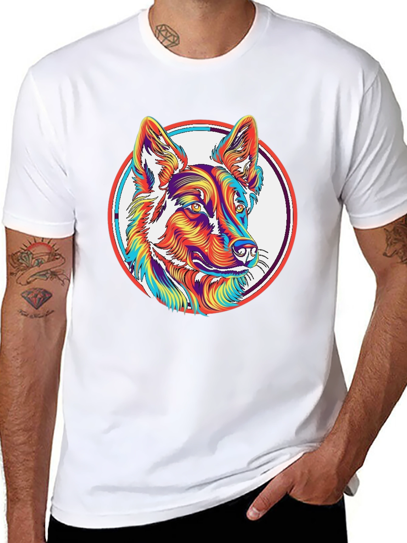 Black Psychedelic Dog Graphic T-Shirt view 8