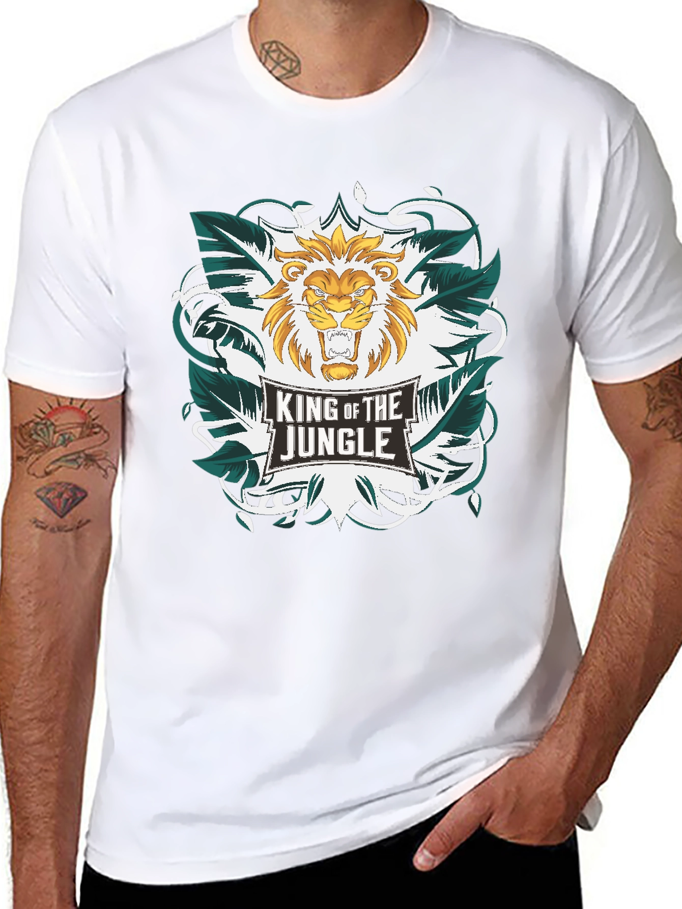 Black King of the Jungle Lion Graphic T-Shirt view 8