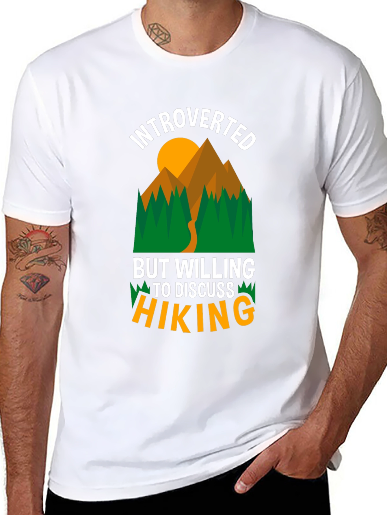 Black Introverted Hiking Graphic T-Shirt view 8