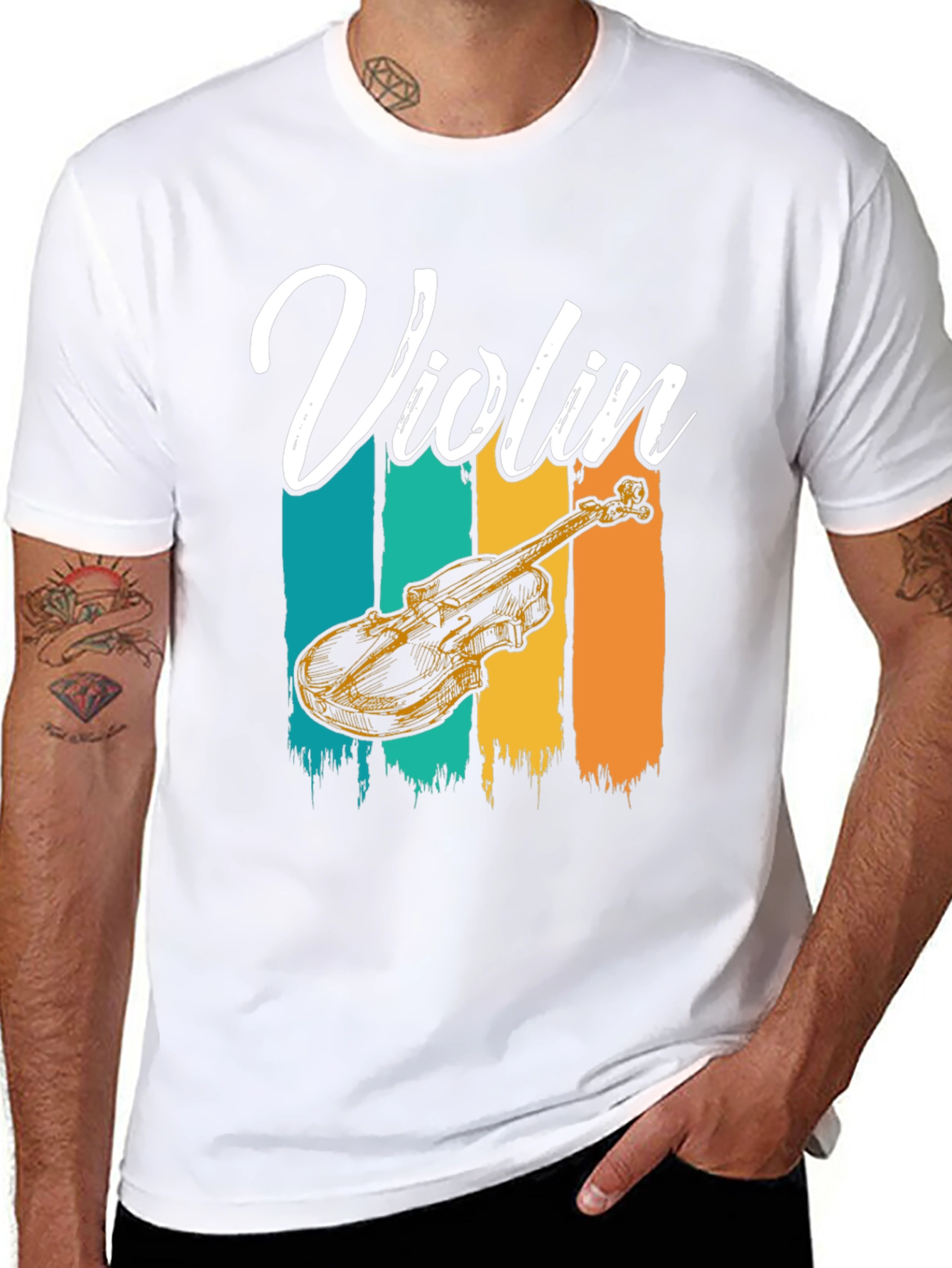 Black Vintage Violin T-Shirt - Music Lover Tee view 8