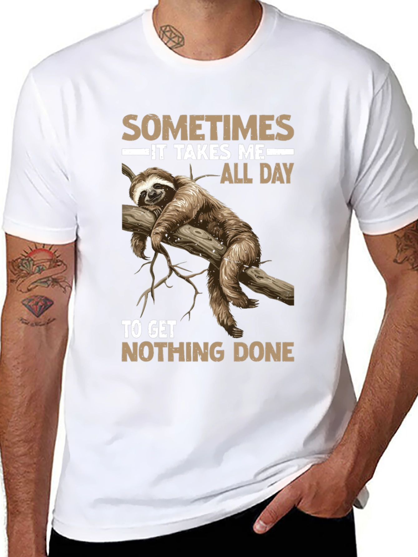 Black Sloth Graphic T-Shirt - Sometimes It Takes Me All Day view 8