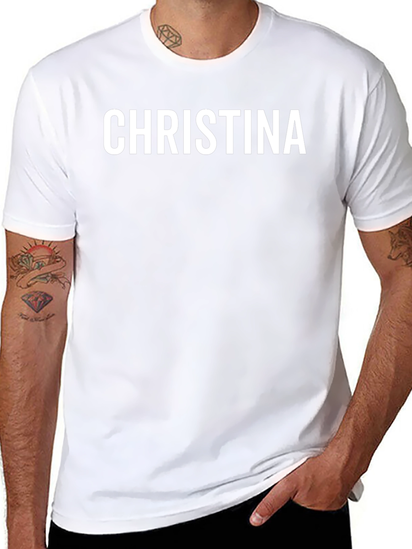 Black Personalized Name T-Shirt - "CHRISTINA" - Custom Text Tee view 8