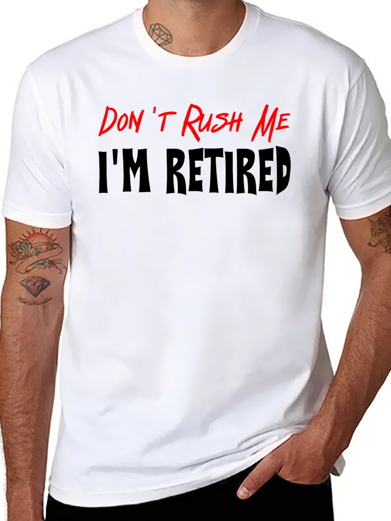Black Retired Black Graphic Tee: Don't Rush Me Slogan view 8