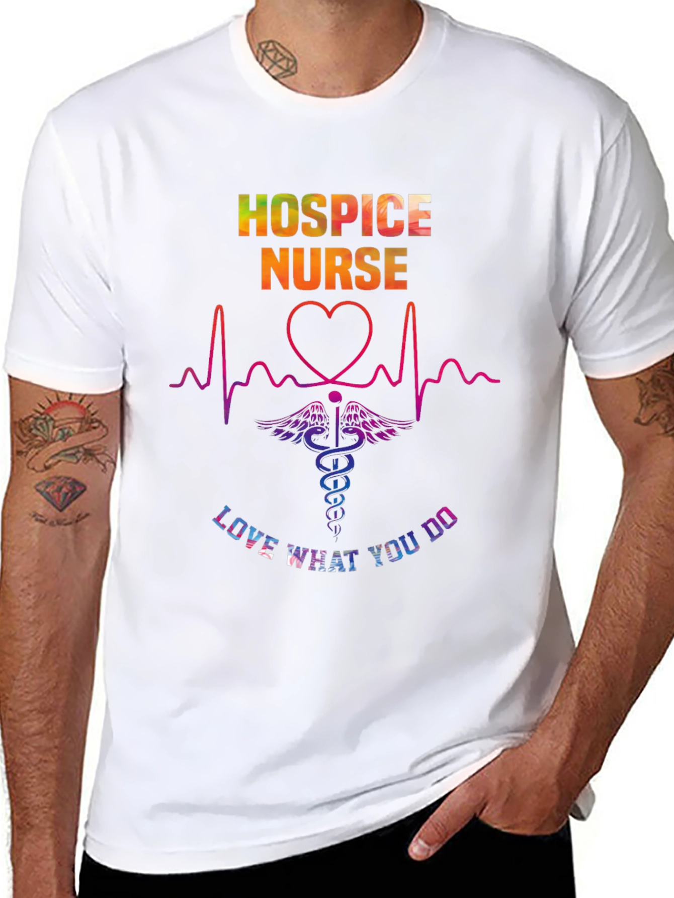 Hospice Nurse Rainbow Graphic Tee - 8