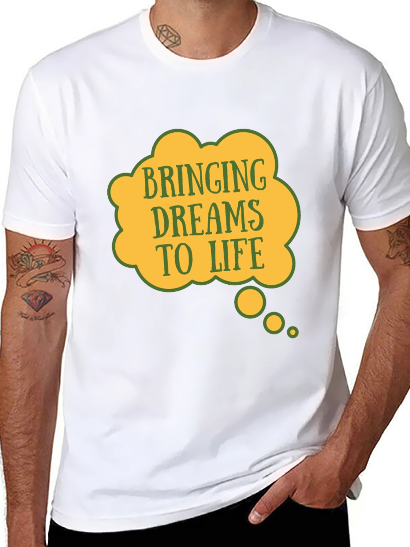 Black Dream Life T-Shirt - Black Cotton Casual Tee view 8