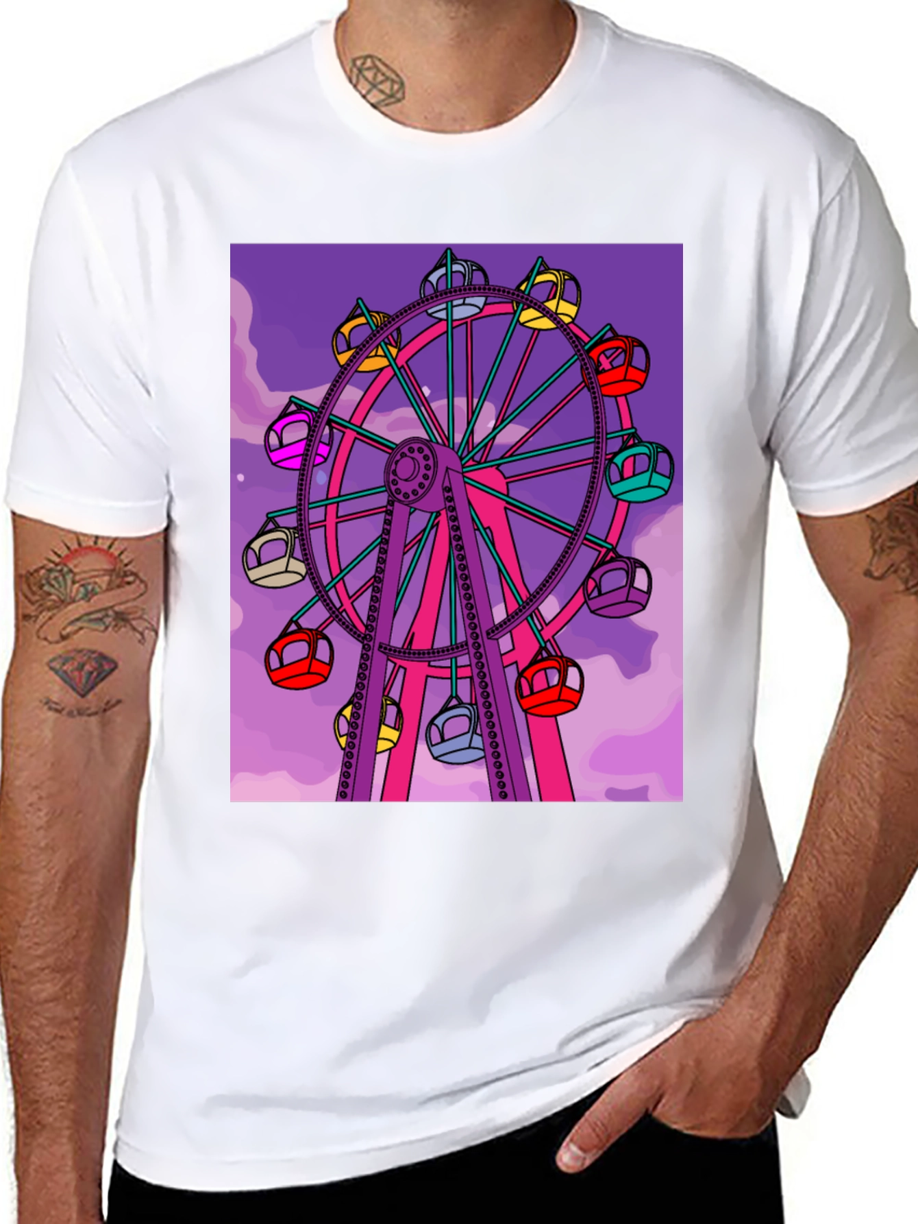 Black Ferris Wheel Graphic Tee - Fun Carnival Shirt view 8