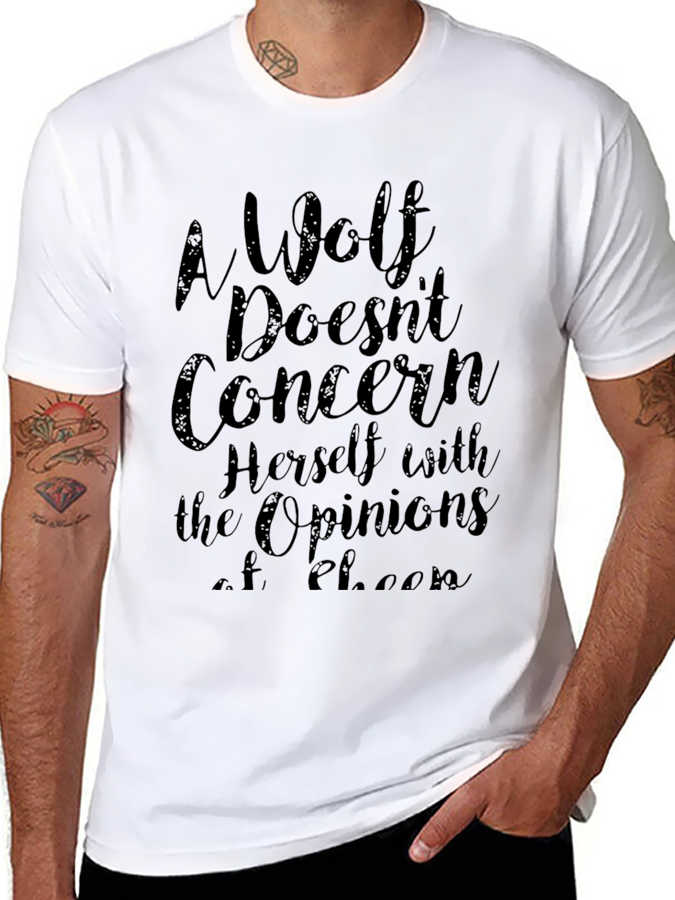 Black A Wolf Doesn't Concern Herself T-Shirt view 8