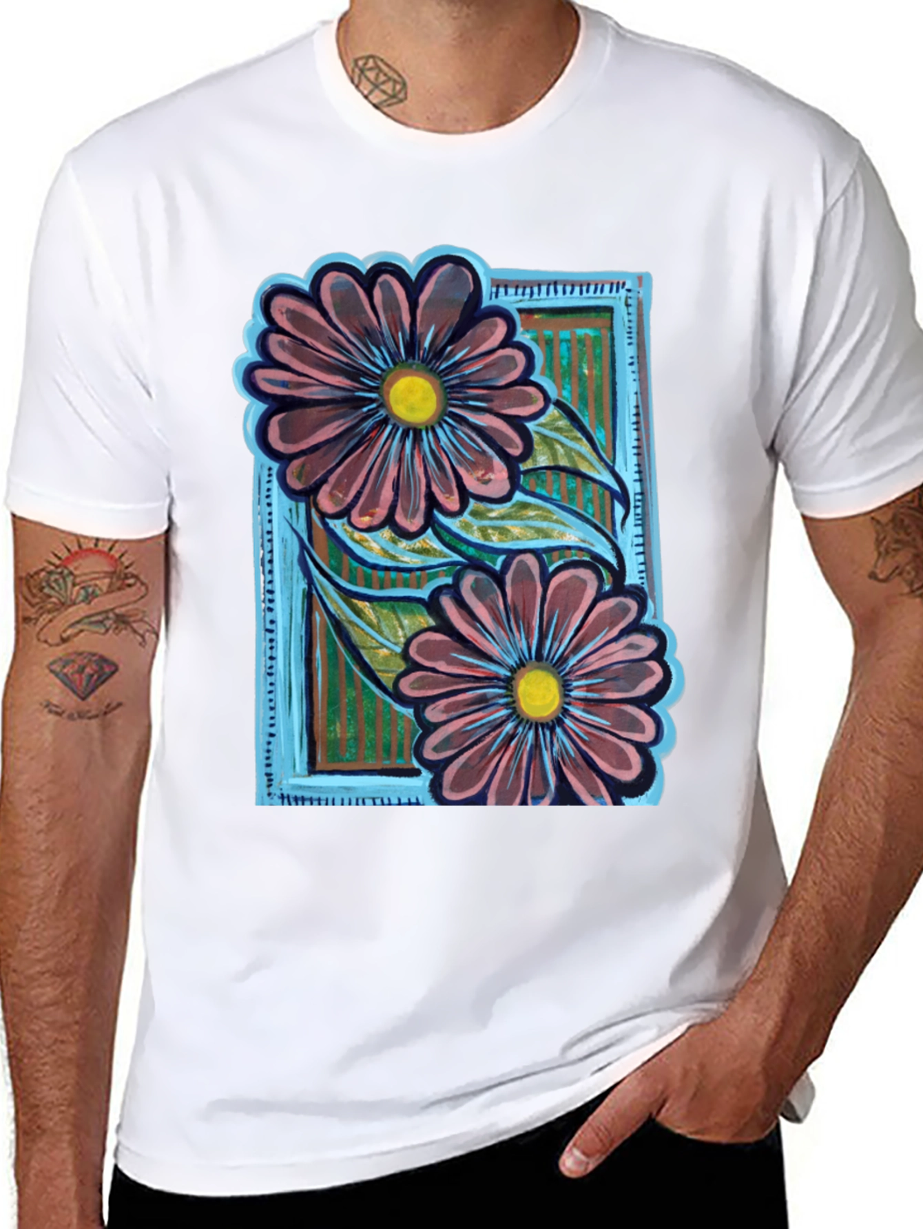 Black Floral Graphic Print T-Shirt view 8