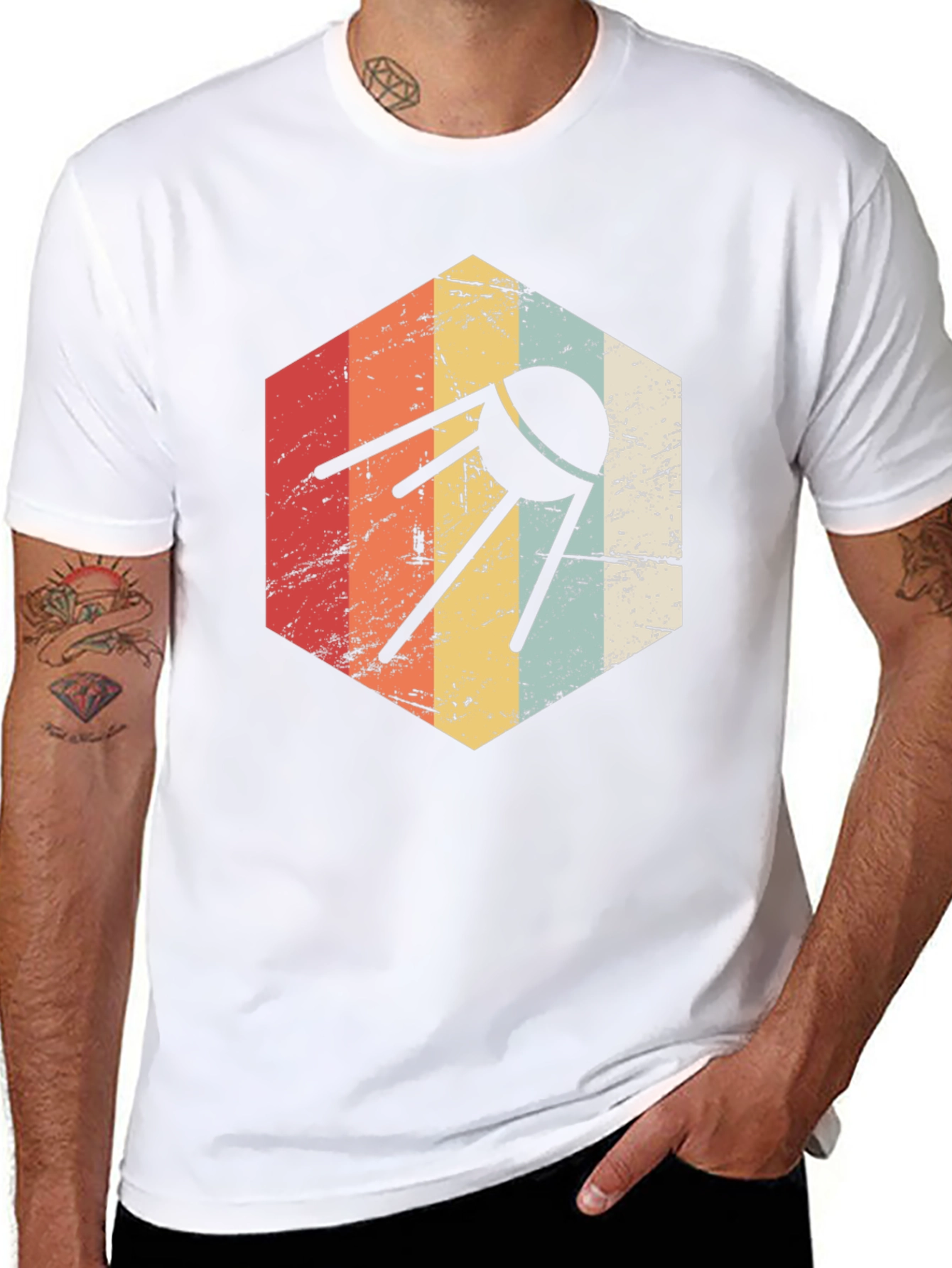 Black Retro Satellite T-Shirt - Space Age Style view 8