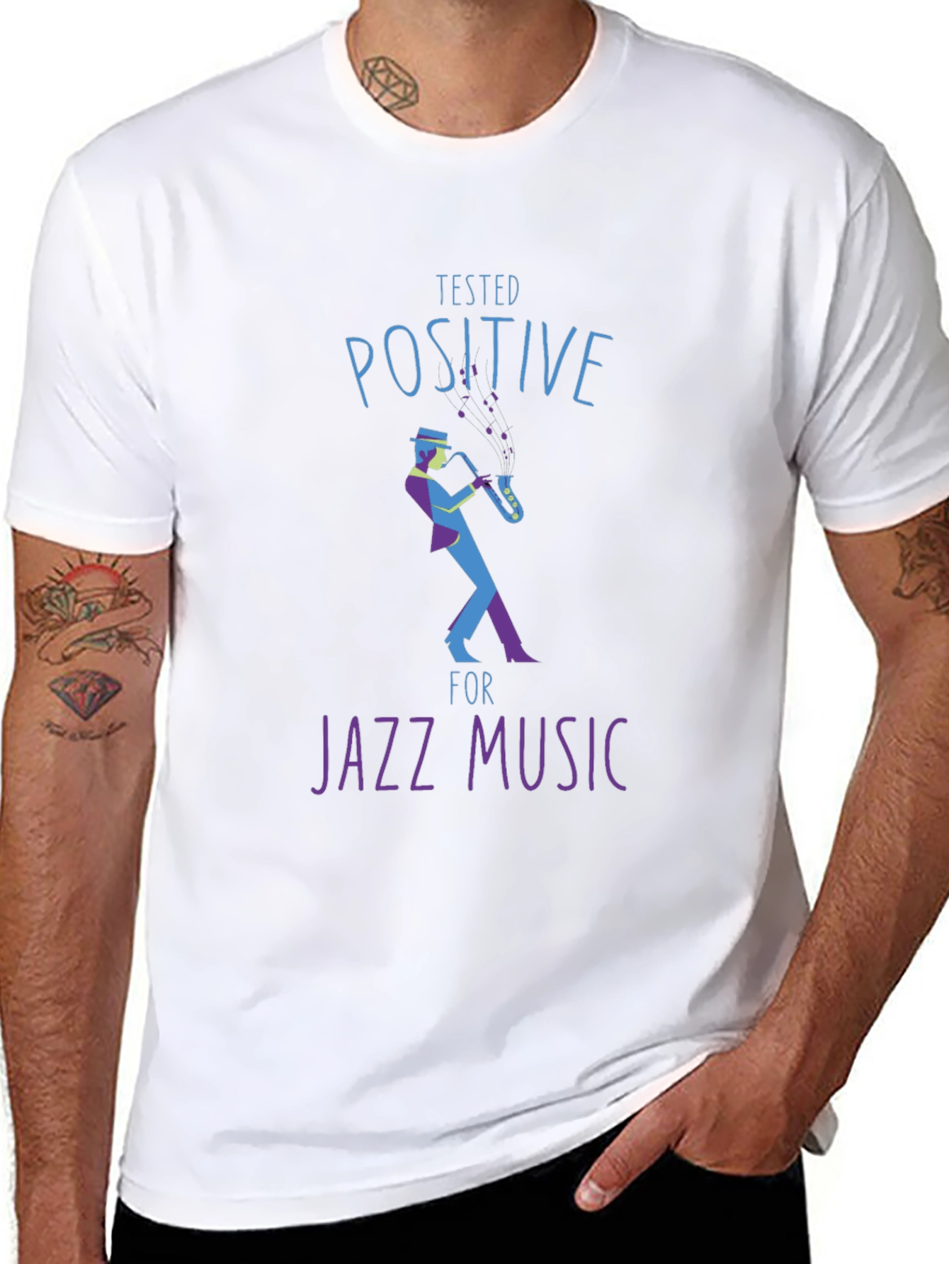 Black Tested Positive for Jazz Music T-Shirt view 8