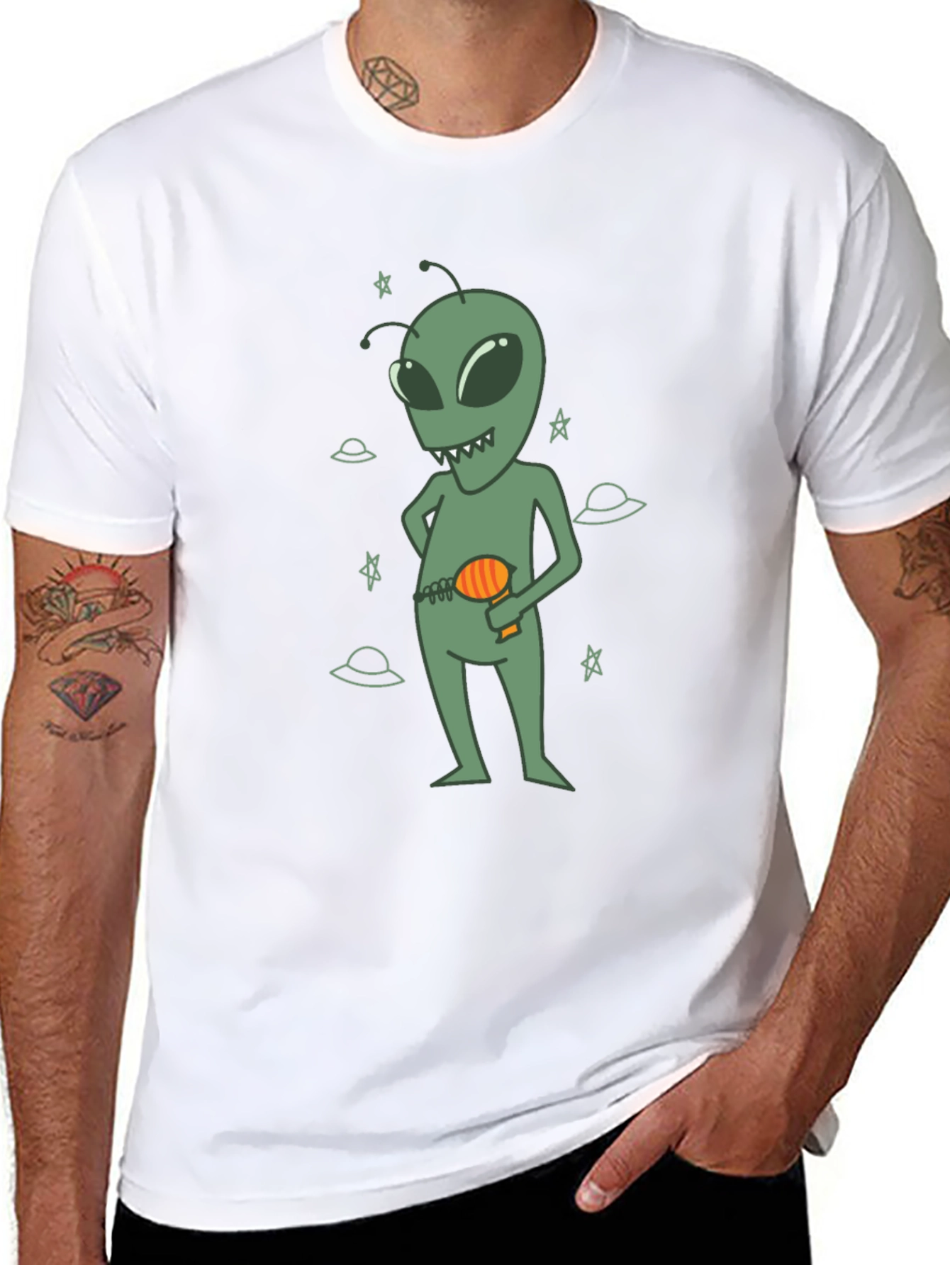 Black Alien Graphic Black T-Shirt for Casual Wear view 8