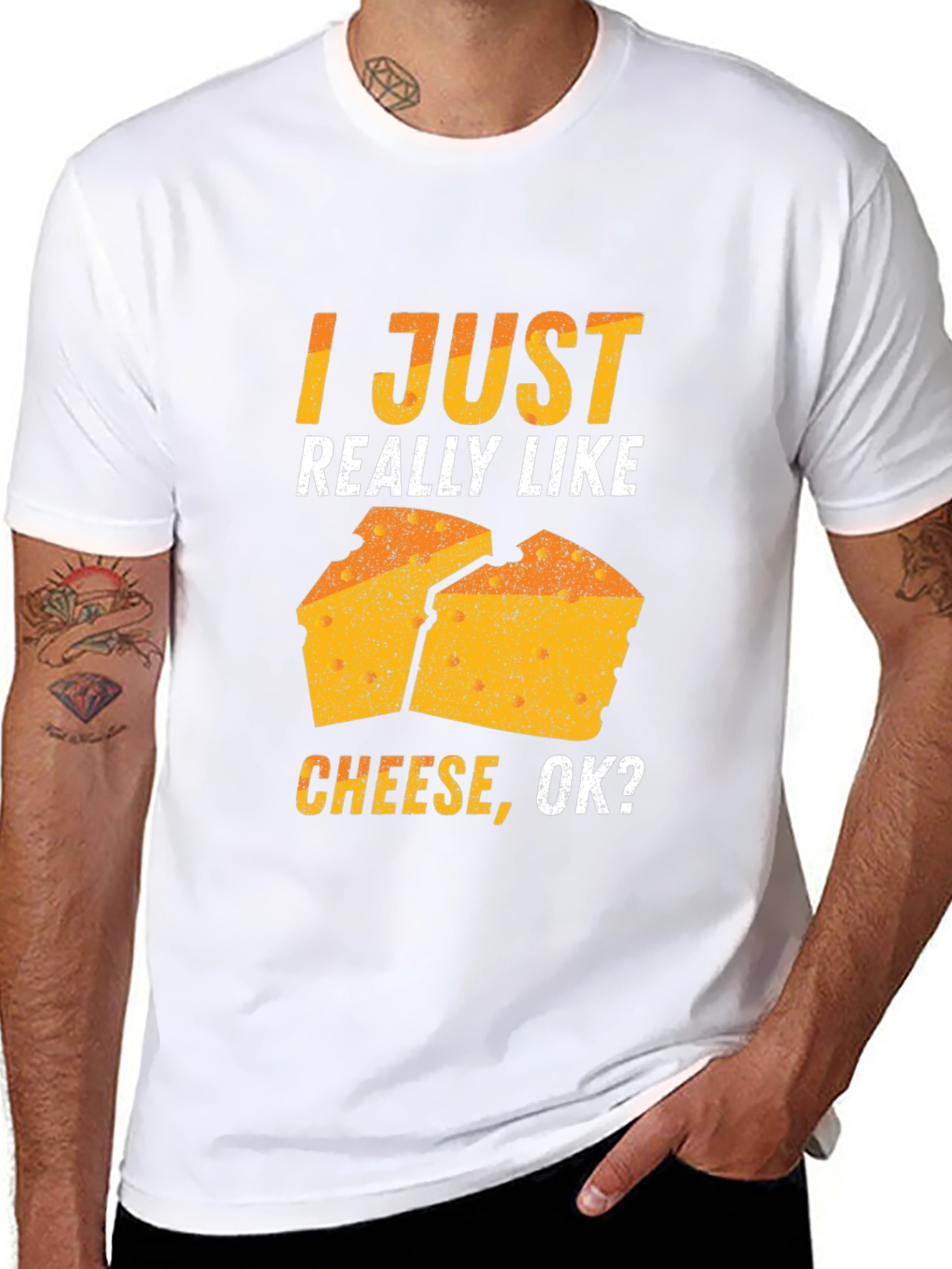 Black Funny Cheese Lover T-Shirt - I Just Really Like Cheese view 8