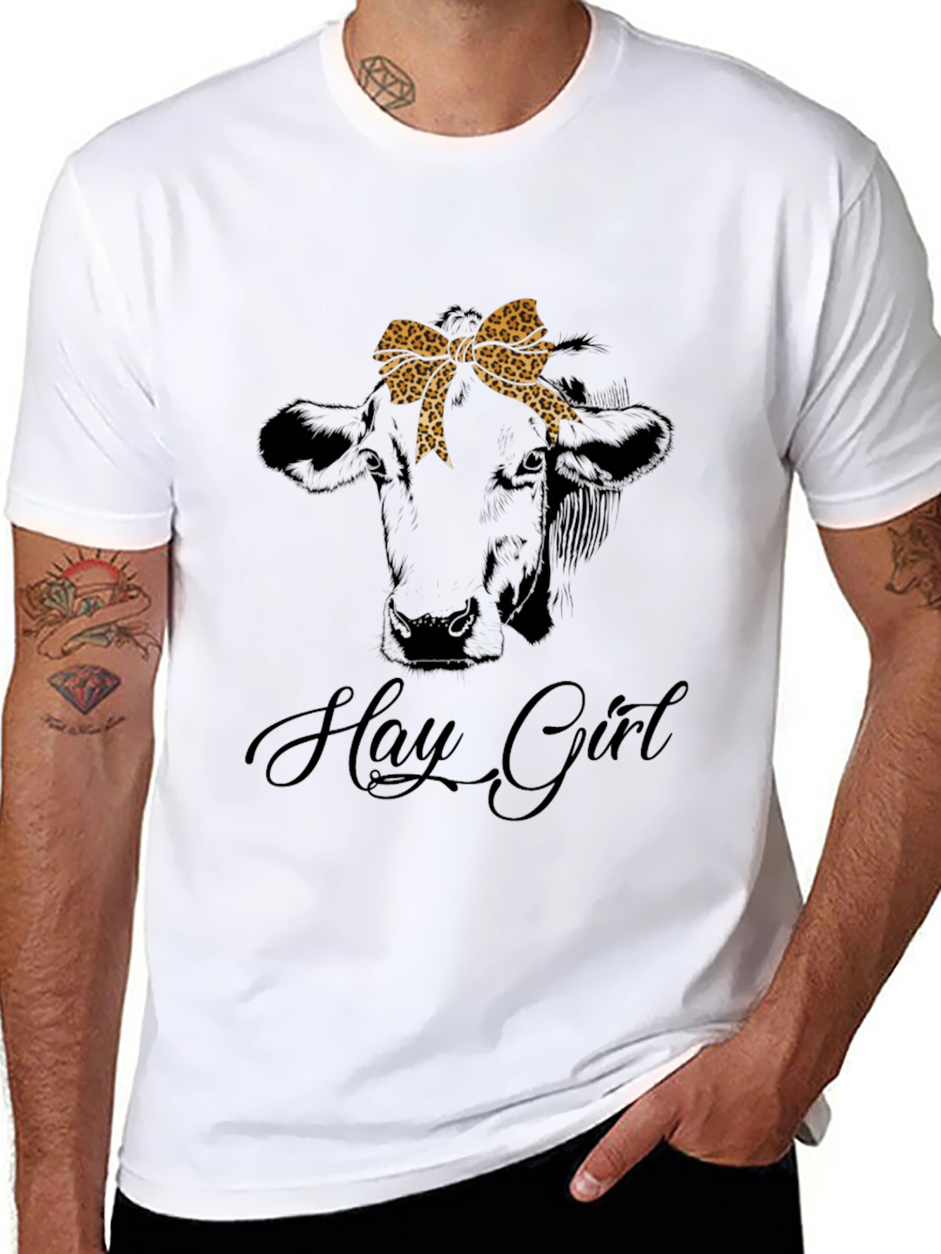 Hay Girl Cow Graphic Tee - Animal Lover T-Shirt - 8