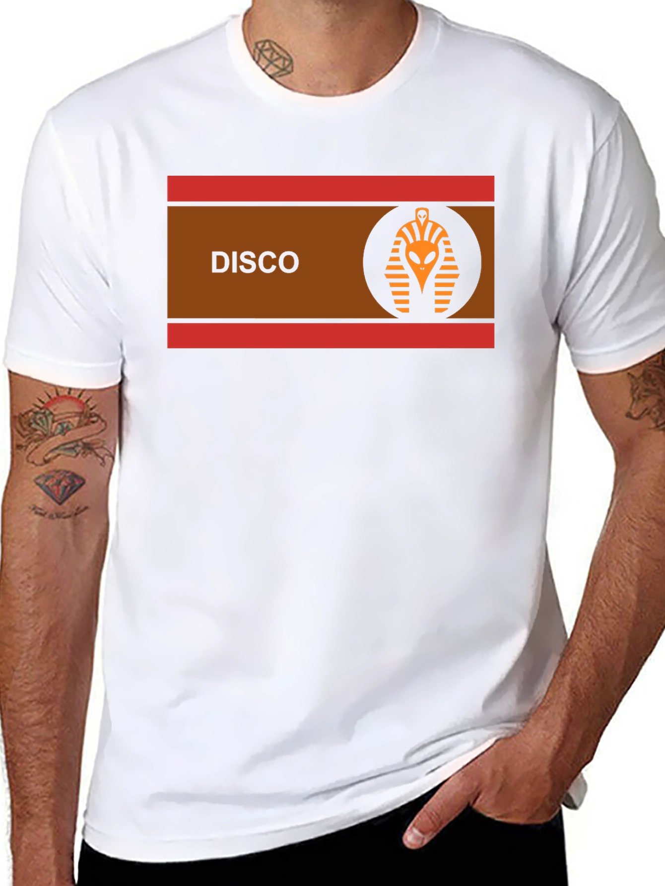 Black Retro Disco Alien Pharaoh T-Shirt view 8